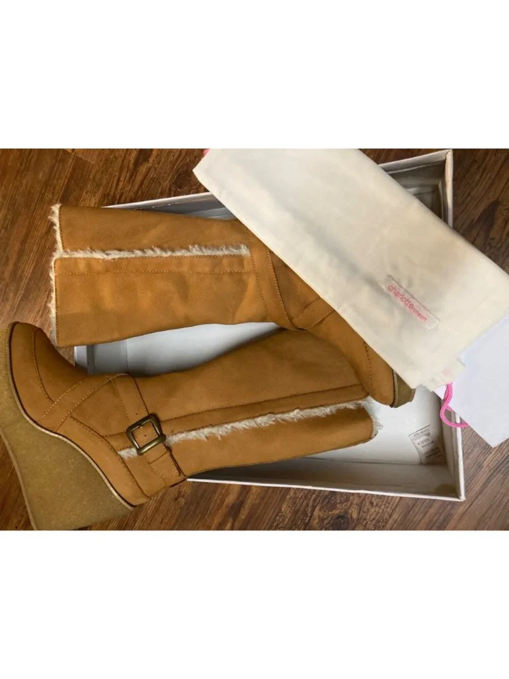Charlotte Ronson Camel Wedge Boots Heels - Size 10 US - Brand New in Box - Picture 5 of 6